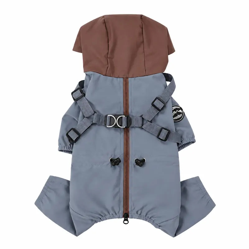 Cuekind Waterproof Fleece-Lined Dog Winter Coat with Built-In Harness, Rainproof Outdoor Cold Weather Walking Clothes for Small-Medium Dogs
