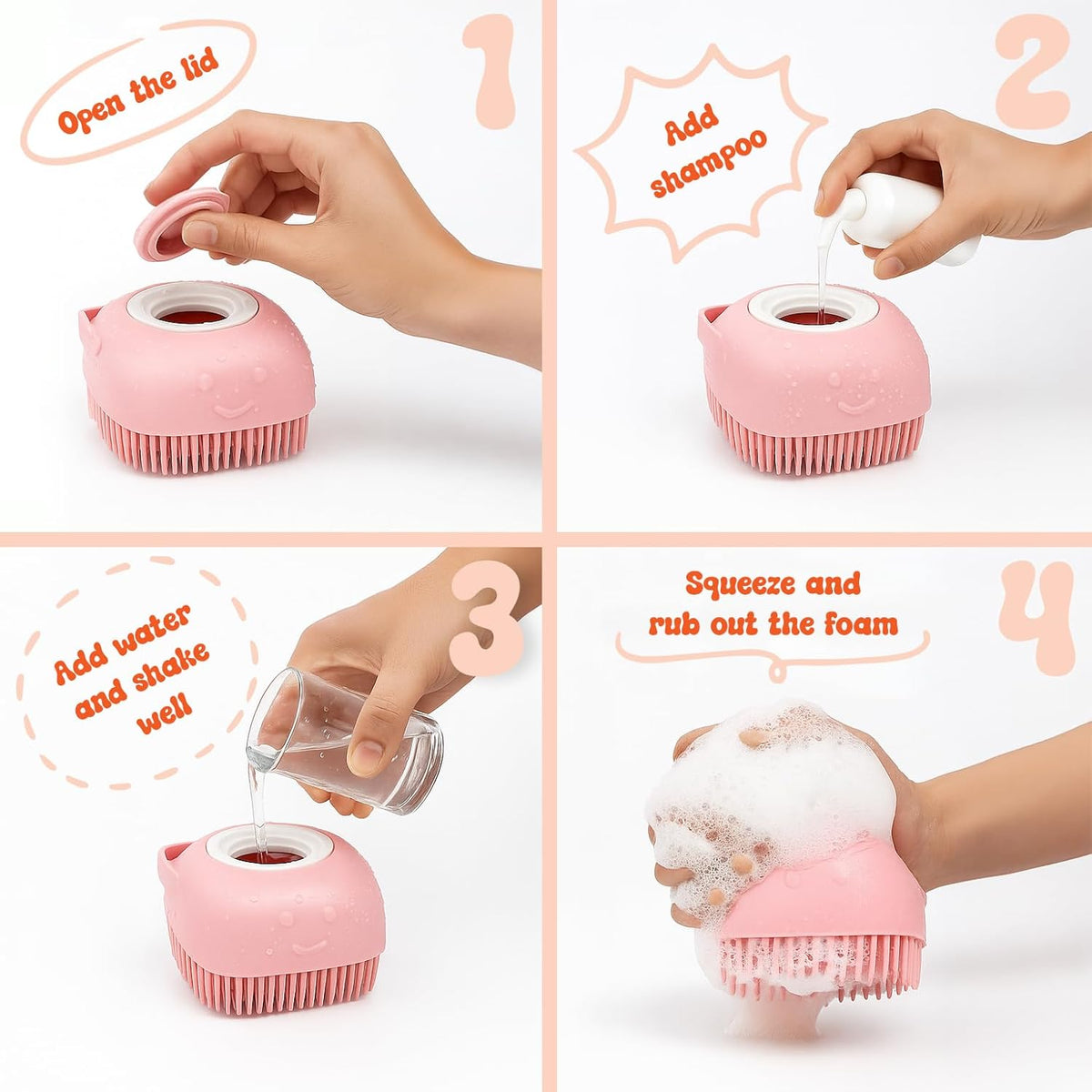 2-in-1 Pet Bath Brush with Shampoo Dispenser