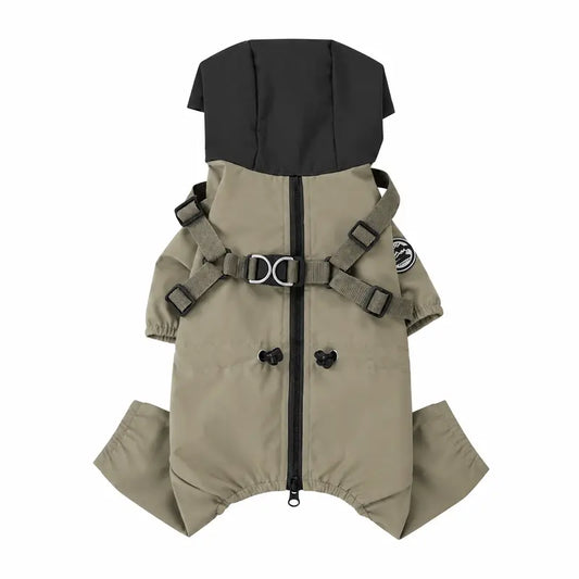 Cuekind Waterproof Fleece-Lined Dog Winter Coat with Built-In Harness, Rainproof Outdoor Cold Weather Walking Clothes for Small-Medium Dogs