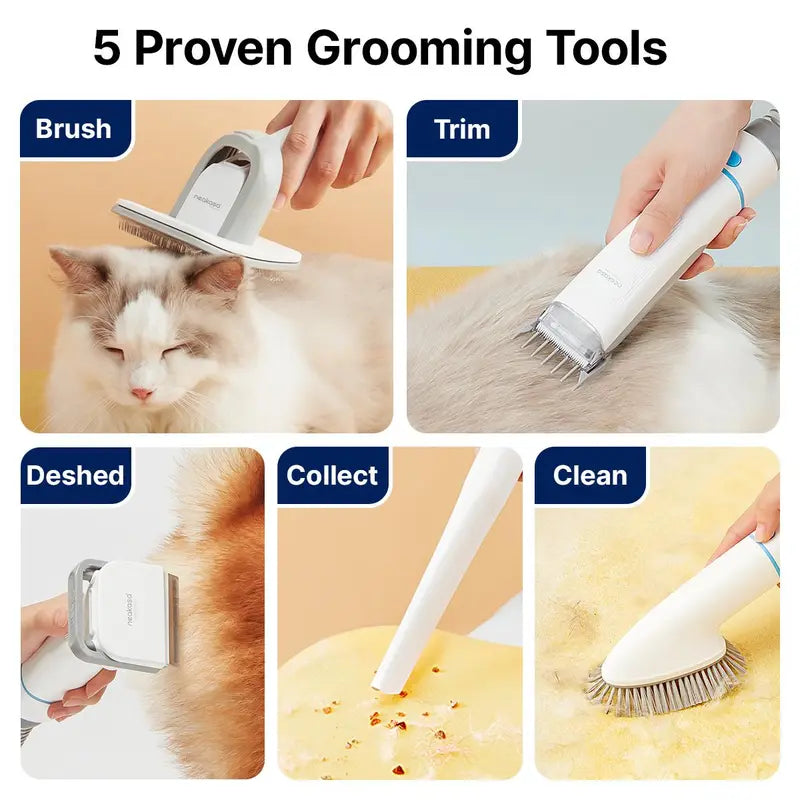 Neakasa P2 Pro Pet Grooming System for Dogs Cats Grooming Kit, Dog Clippers Vacuum Suction 99% Hair, 5 Proven Tools, 2L Dustbin for Dogs Cats Animals