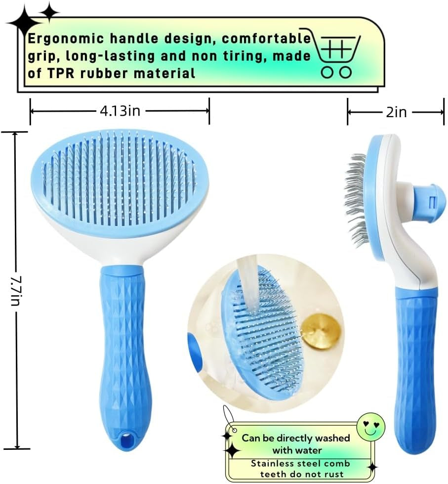 Cat Brush Self Cleaning,Cat and Dog Universal,Soft Silicone Handle