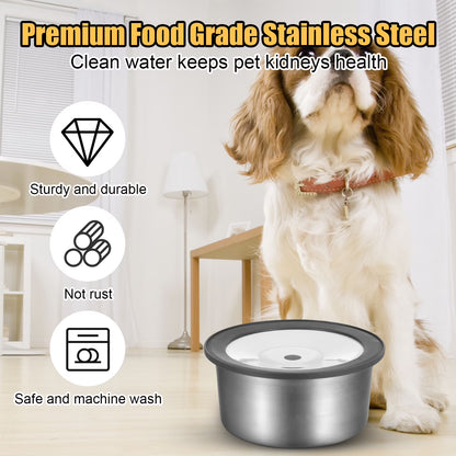 No-Spill Stainless Steel Dog Water Bowl (70 oz)