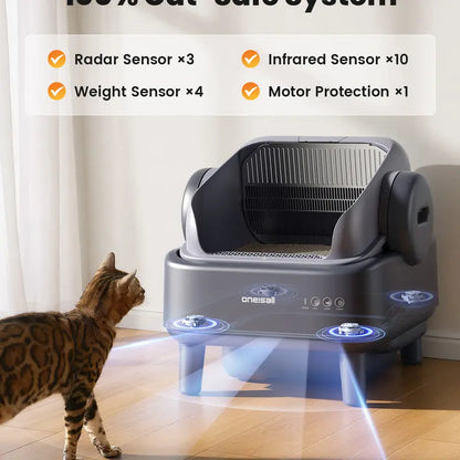 Sohochic Oneisall Smart Self-Cleaning Litter Box , Open-Top Easy Rinse Structure, APP Remote Control, 11L Big Waste Drawer for Adult Large Cats