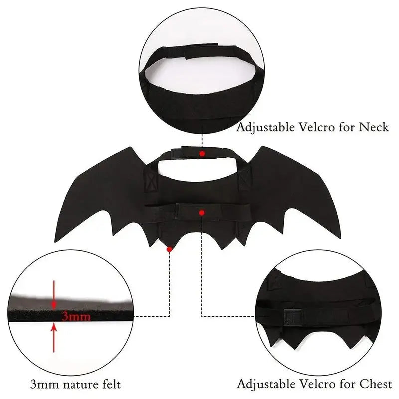 Adjustable Bat-Wing Cat Costume for Kittens and Adult Cats – Soft Stretch Fabric Pet Outfit Ideal for Halloween, Valentine’S Day, Indoor Play, or Outdoor Photo Sessions – Breathable, Comfort-Fit Design with Secure Hook-And-Loop Closure