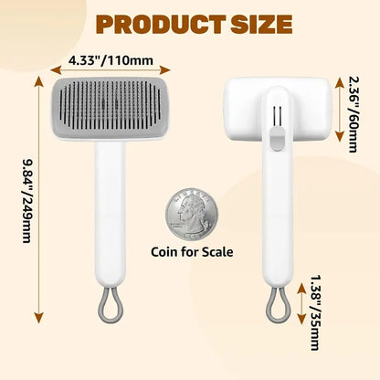Dog & Cat Self-Cleaning Deshedding Slicker Comb - 1-Click Release Shedding Grooming Brush for Shed Control, Easy Clean, No Hair Picking