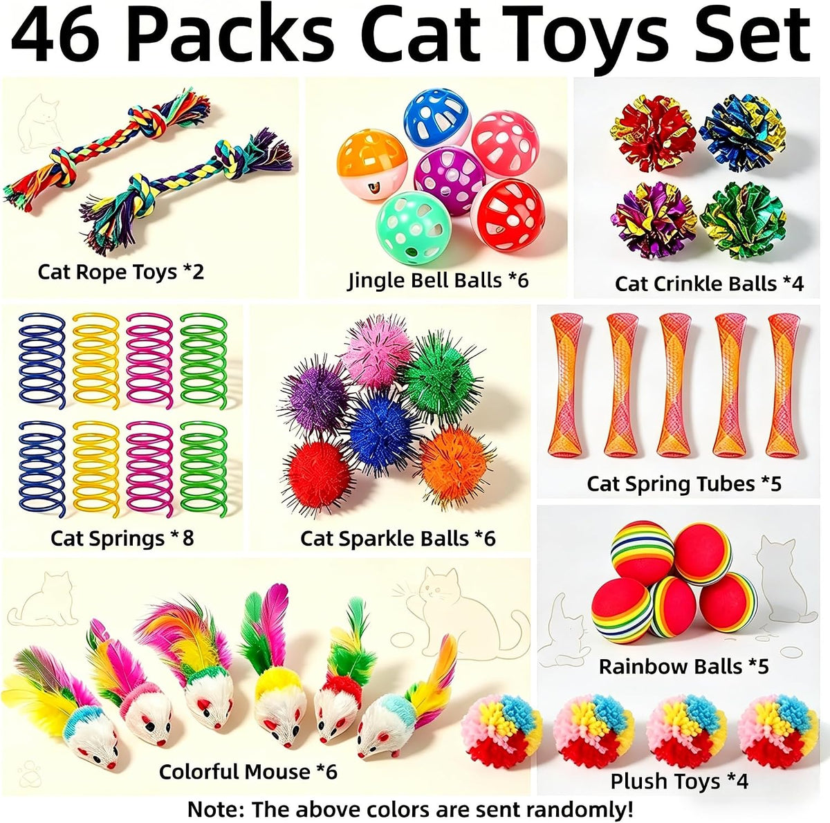 46 PCS Cat Toys for Indoor Cats, Kitten Toys with Mint Catnip for Kittens