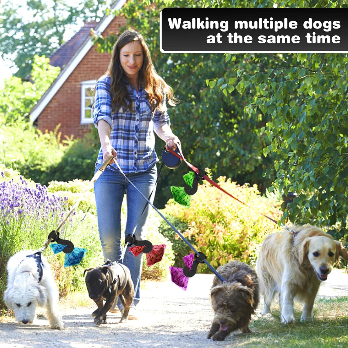 4 Pcs Dog Poop Bag Holder and Dispenser for Leash, Walking, Bike Accessory - Silicone