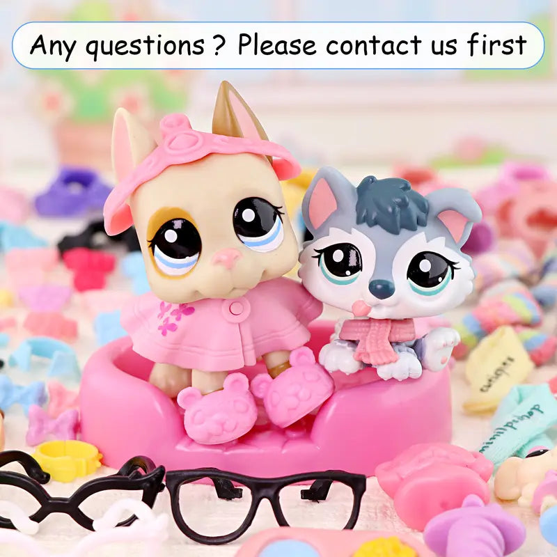 Cute Accessories for Dogs and Cats,Necklace Collar Clothes Glasses Hat Laptop Bow Food and Drink Fit for Shorthair Cat Collie Dachshund Cocker Spaniel Great Dane Deer Pet Figure