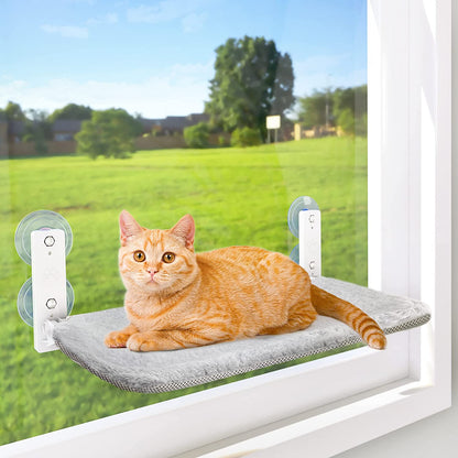 Foldable Cat Window Perch with Metal Frame, S Gray