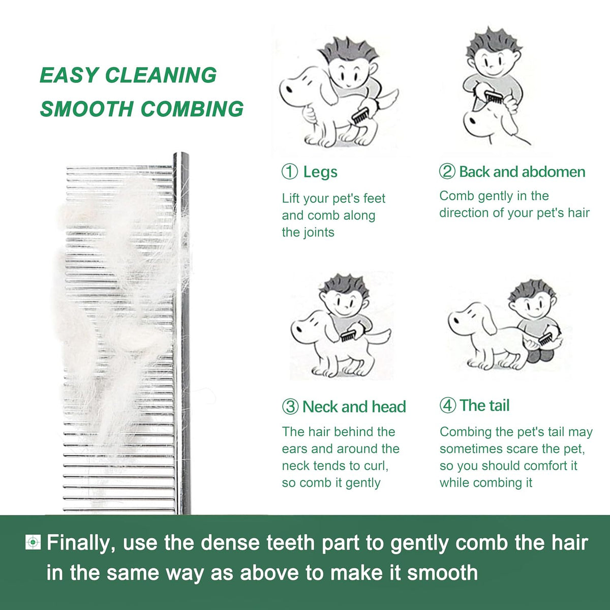3 Pack Metal Comb for Dogs, Cat, Large Medium Small