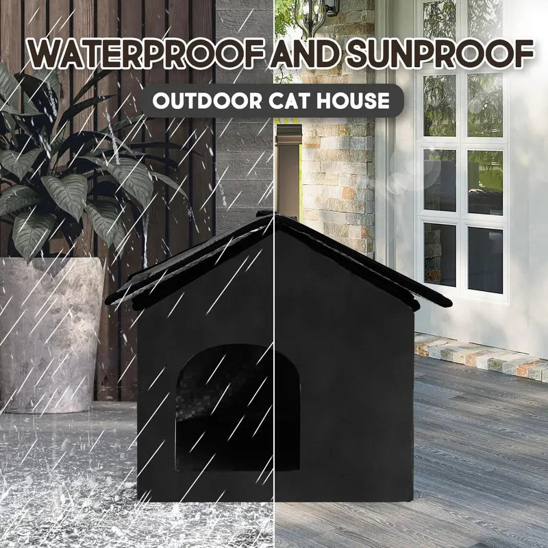Outdoor Insulated Waterproof Foldable Cat & Dog House - All-Weather Secure Shelter, Machine Washable Tent Bed, Pet Furniture Machine Washable Houses