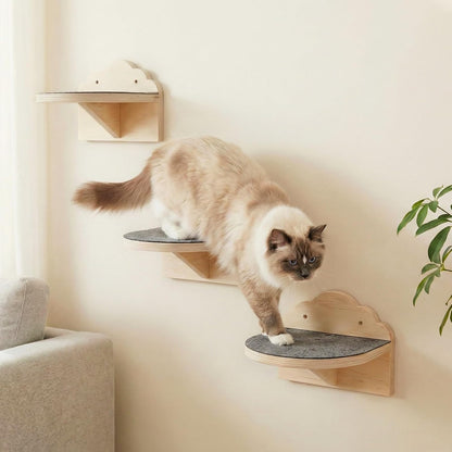 3 Pcs Cat Wall Steps, 7.5-Inch Cat Wall Shelves with Felt Pads