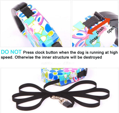 16.5 Ft Pet Dog Cat Puppy Retractable Leash Traction Rope Walking Lead Leash (Blue)
