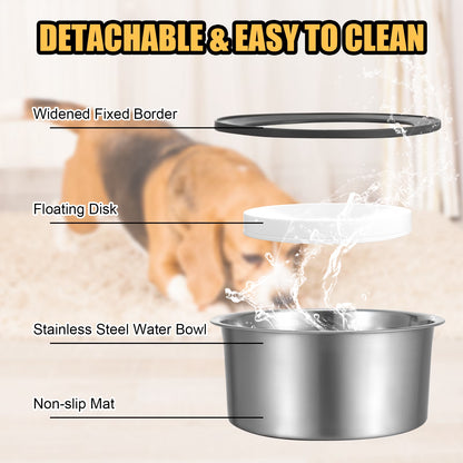 No-Spill Stainless Steel Dog Water Bowl (70 oz)