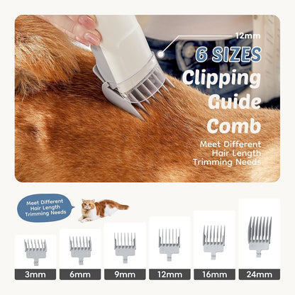 Dog Grooming Vacuum Kit, Pet Hair Clipper Grooming Kit for Cats, 2.5L