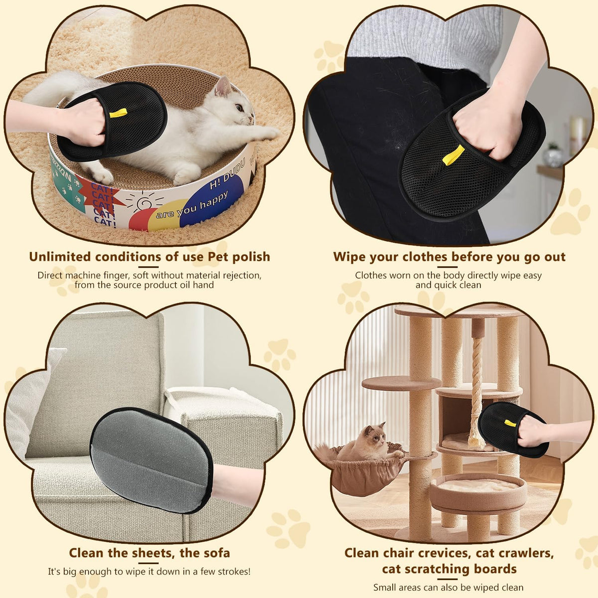 Pet Hair Removal Glove for Cats & Dogs, 2025 Newly Upgraded Electrostatic Pet Hair Gloves, Reusable Pet Hair Remover Tool for Clothing, Couch, Carpet, Curtain
