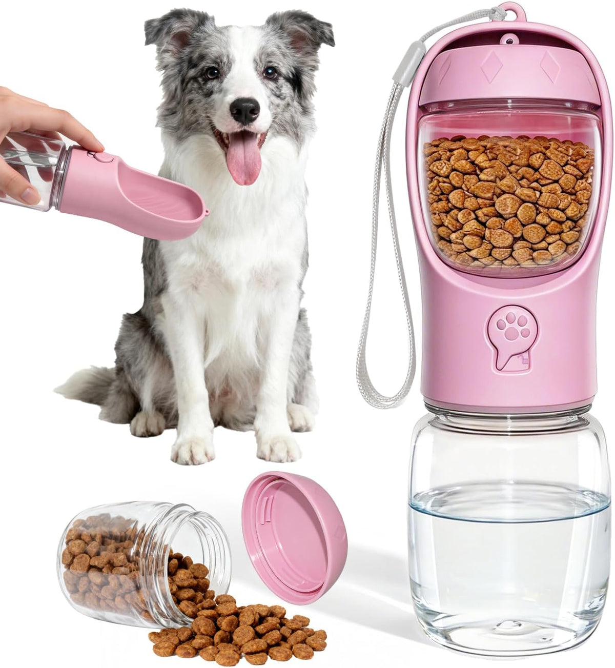 2-in-1 Portable Dog Water Bottle & Bowl with Food Container