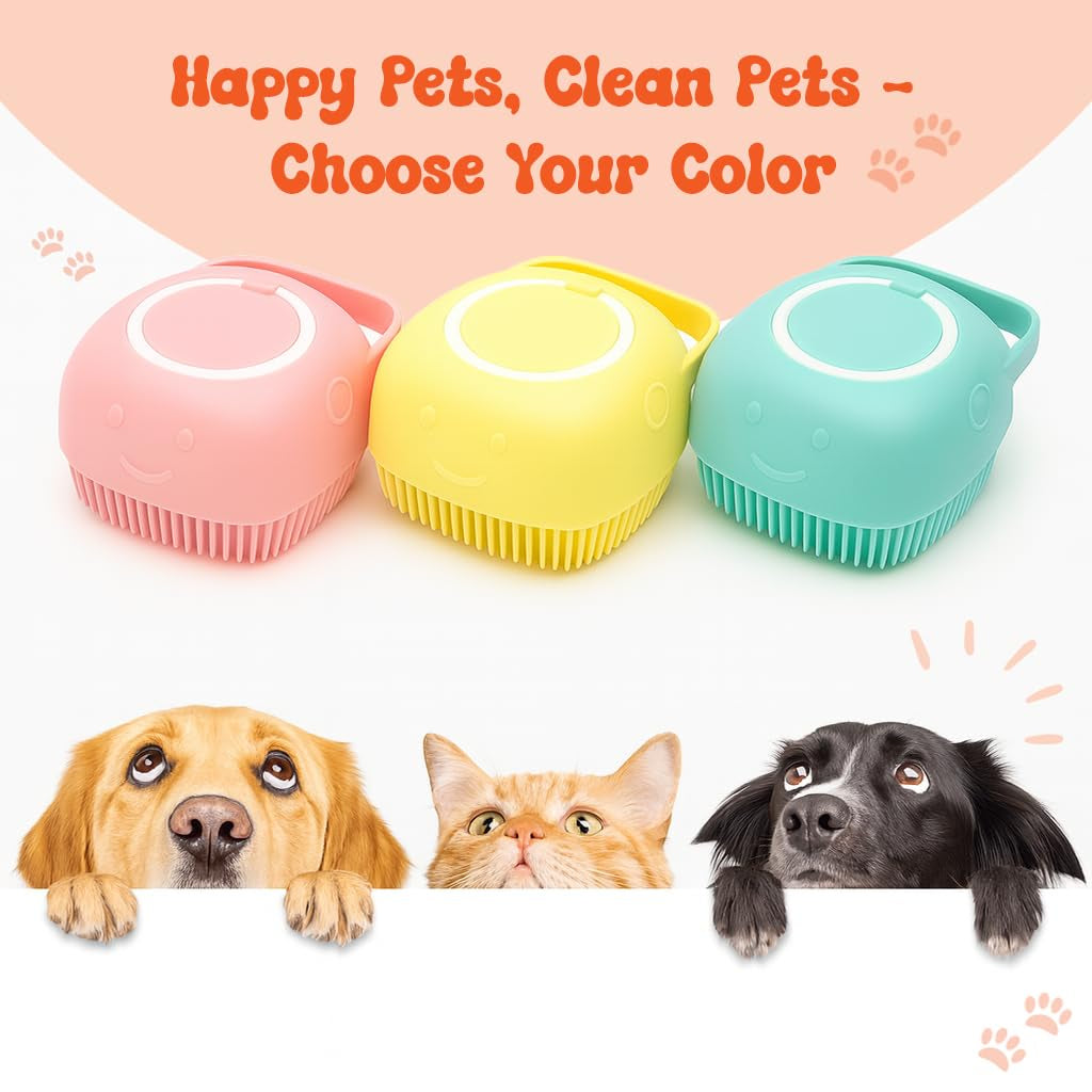 2-in-1 Pet Bath Brush with Shampoo Dispenser