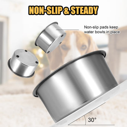 No-Spill Stainless Steel Dog Water Bowl (70 oz)