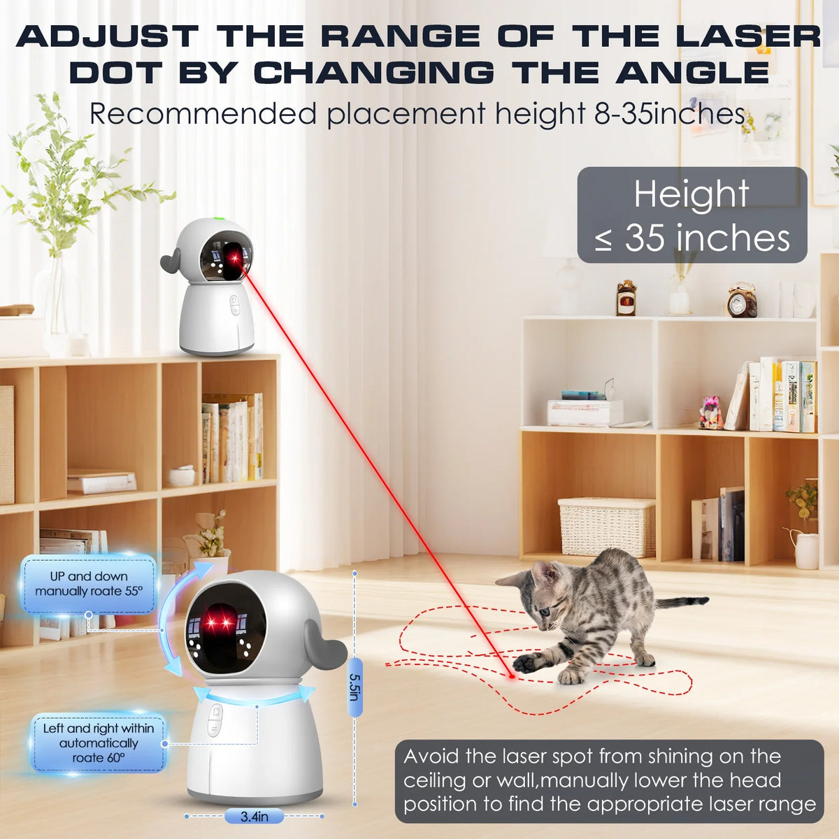 Automatic Motion-Activated Cat Laser Toy (Rechargeable)
