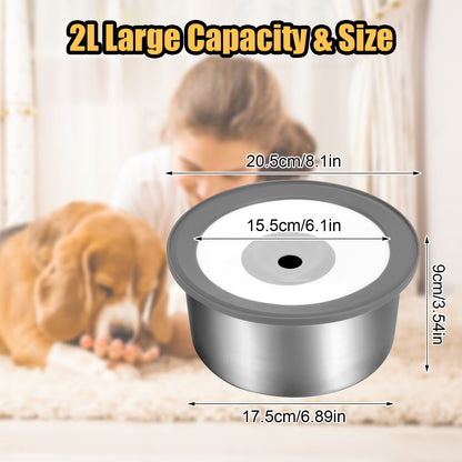 No-Spill Stainless Steel Dog Water Bowl (70 oz)