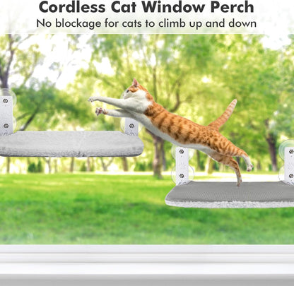 Foldable Cat Window Perch with Metal Frame, S Gray