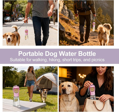 2-in-1 Portable Dog Water Bottle & Bowl with Food Container