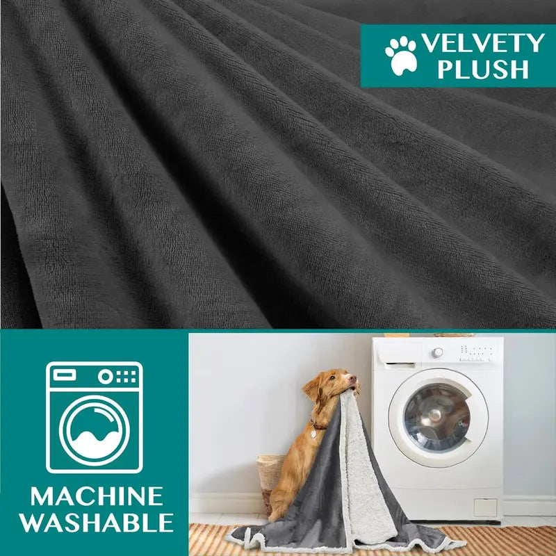 Dog Blanket Soft Sherpa Reversible for Comfort