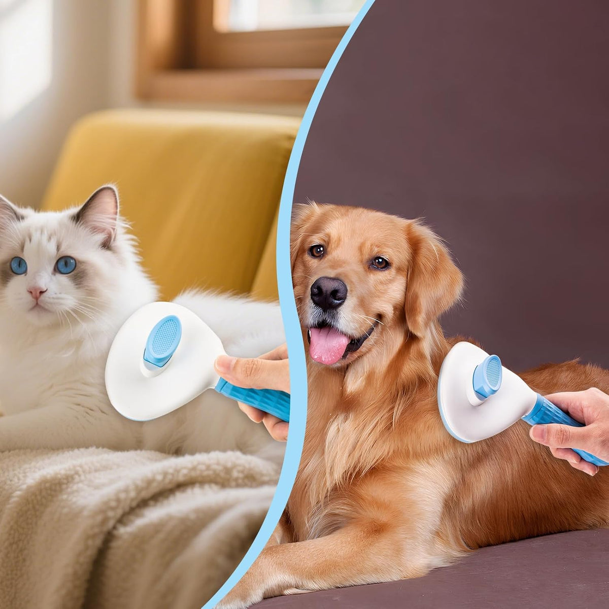 Self-Cleaning Deshedding Slicker Brush