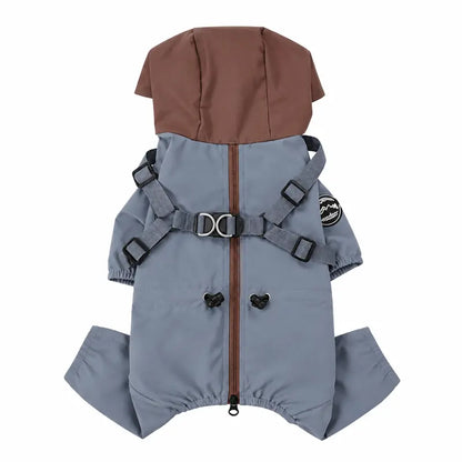 Cuekind Waterproof Fleece-Lined Dog Winter Coat with Built-In Harness, Rainproof Outdoor Cold Weather Walking Clothes for Small-Medium Dogs