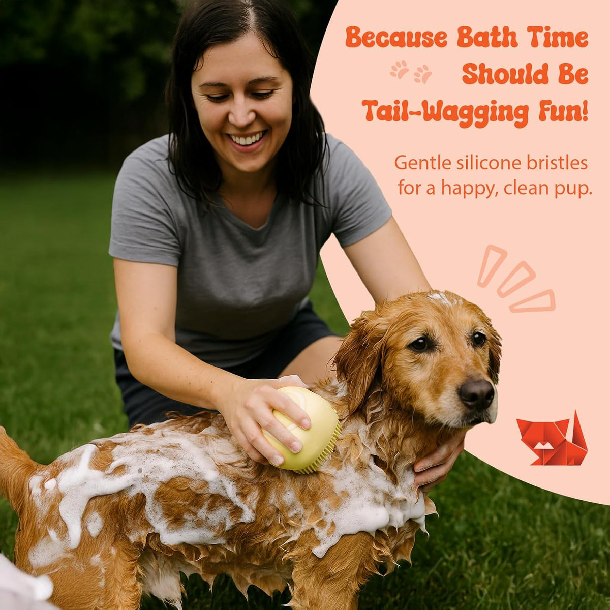 2-in-1 Pet Bath Brush with Shampoo Dispenser