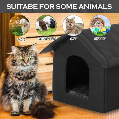 Outdoor Insulated Waterproof Foldable Cat & Dog House - All-Weather Secure Shelter, Machine Washable Tent Bed, Pet Furniture Machine Washable Houses