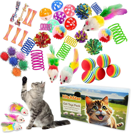 46 PCS Cat Toys for Indoor Cats, Kitten Toys with Mint Catnip for Kittens