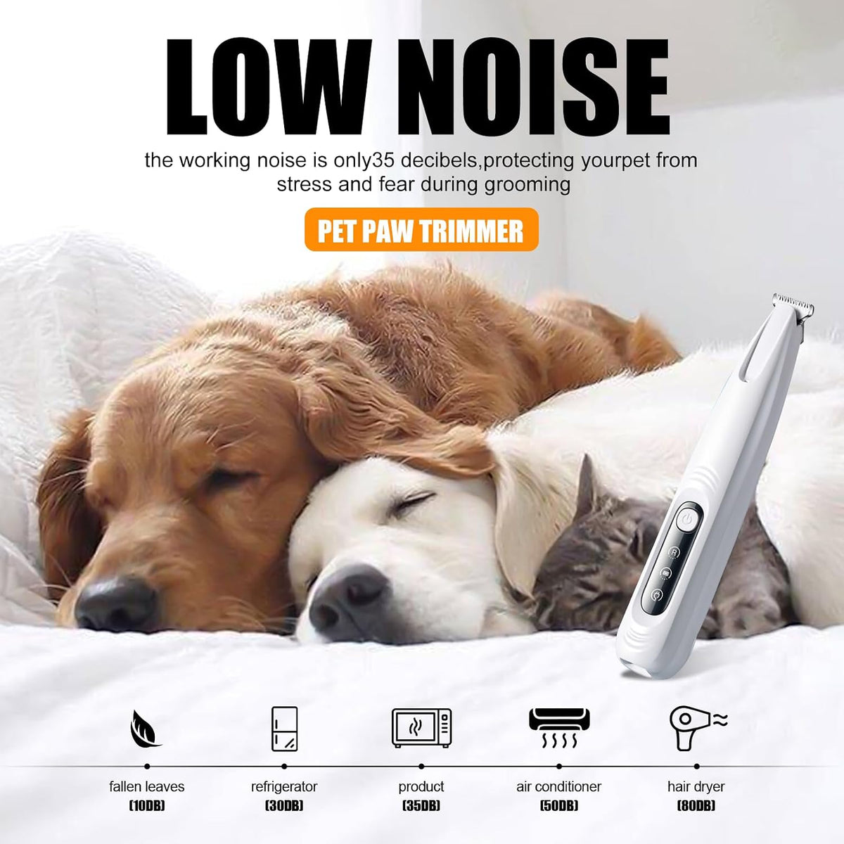 Pet Mini Trimmer: New Rechargeable Low Noise Wireless Dog Paw Trimmer with LED Light for Paw Hair, Ears, Face, Hips and Eyes, Grooming Instruments for Cats and Dogs (Trimmer)