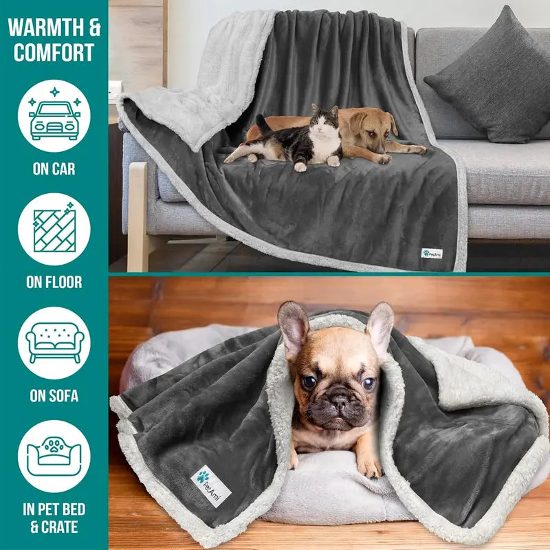 Dog Blanket Soft Sherpa Reversible for Comfort
