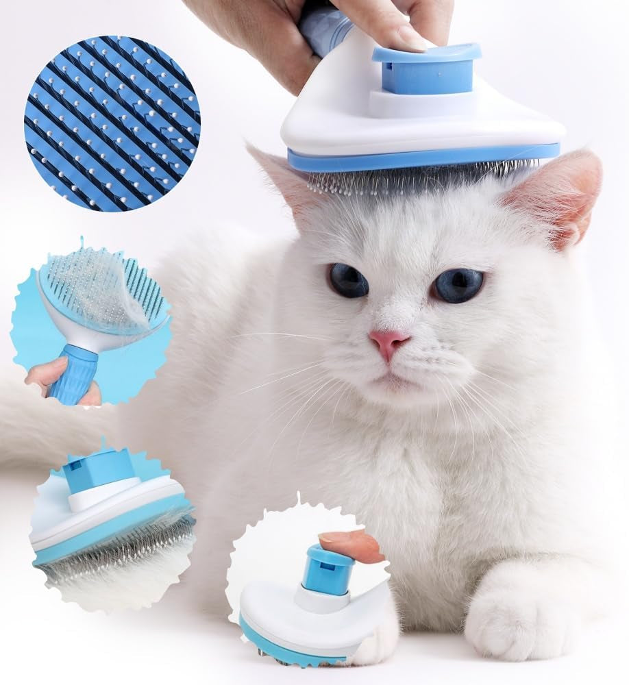 Cat Brush Self Cleaning,Cat and Dog Universal,Soft Silicone Handle