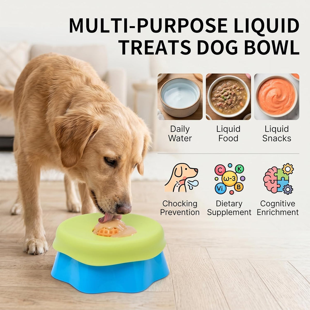 Slow Feeder Dog Bowl with Interactive Rolling Balls