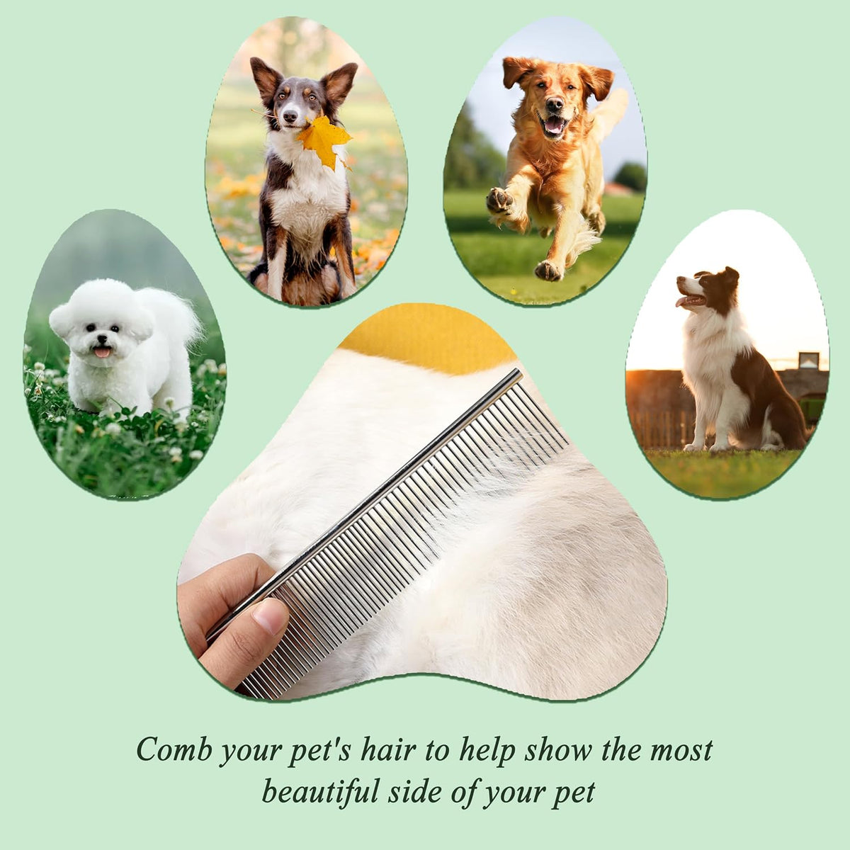 3 Pack Metal Comb for Dogs, Cat, Large Medium Small