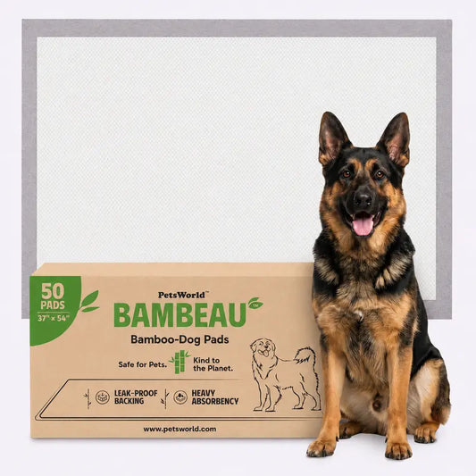 Bambeau Premium Bamboo-Based Pads Eco Conscious Dog Pads 3XL (37X54 Inch) 25 Count - Extra Large Puppy Training Pads, Unbleached Chlorine-Free Plant-Based Potty Pads Leak-Proof Backing and Natural Odor Control