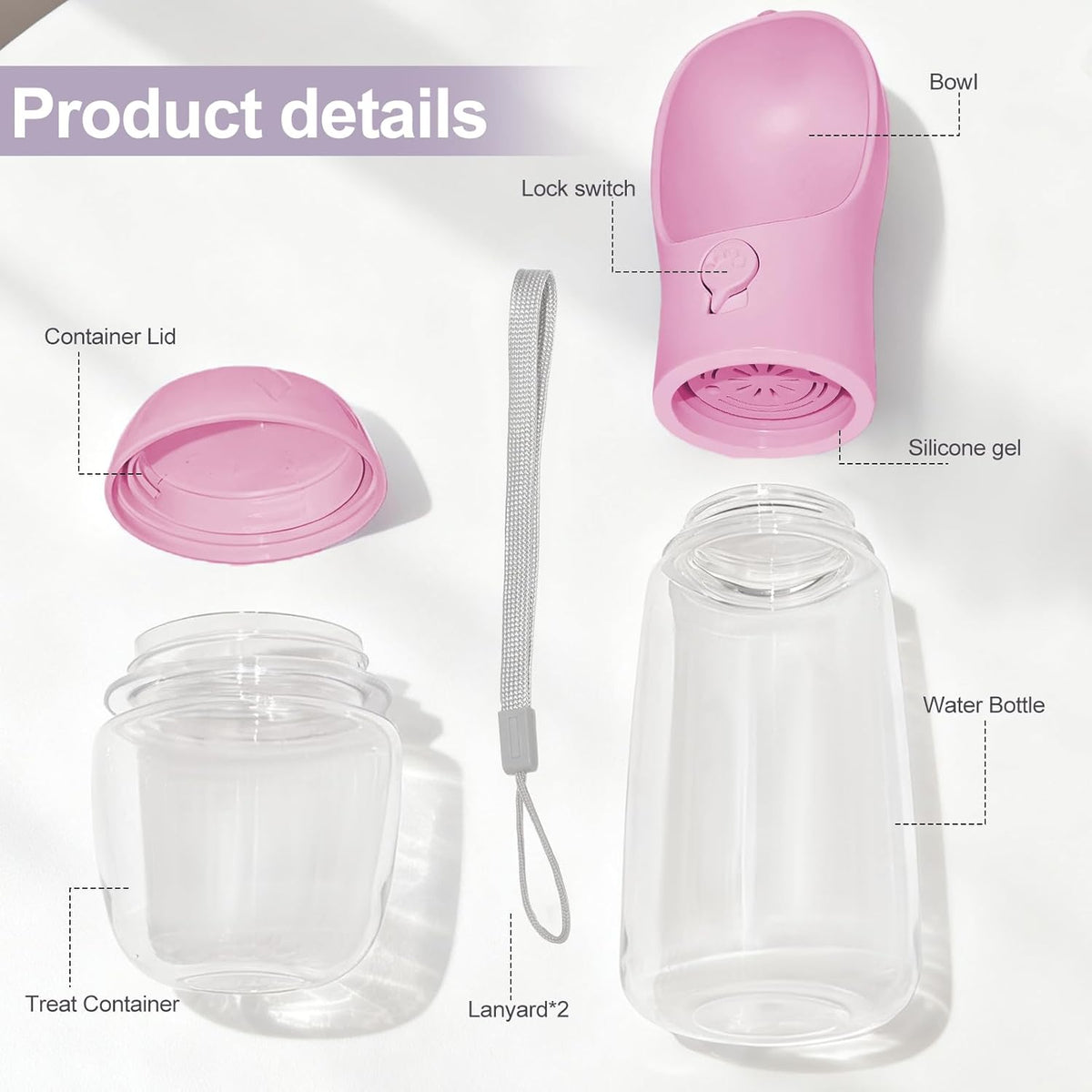 2-in-1 Portable Dog Water Bottle & Bowl with Food Container