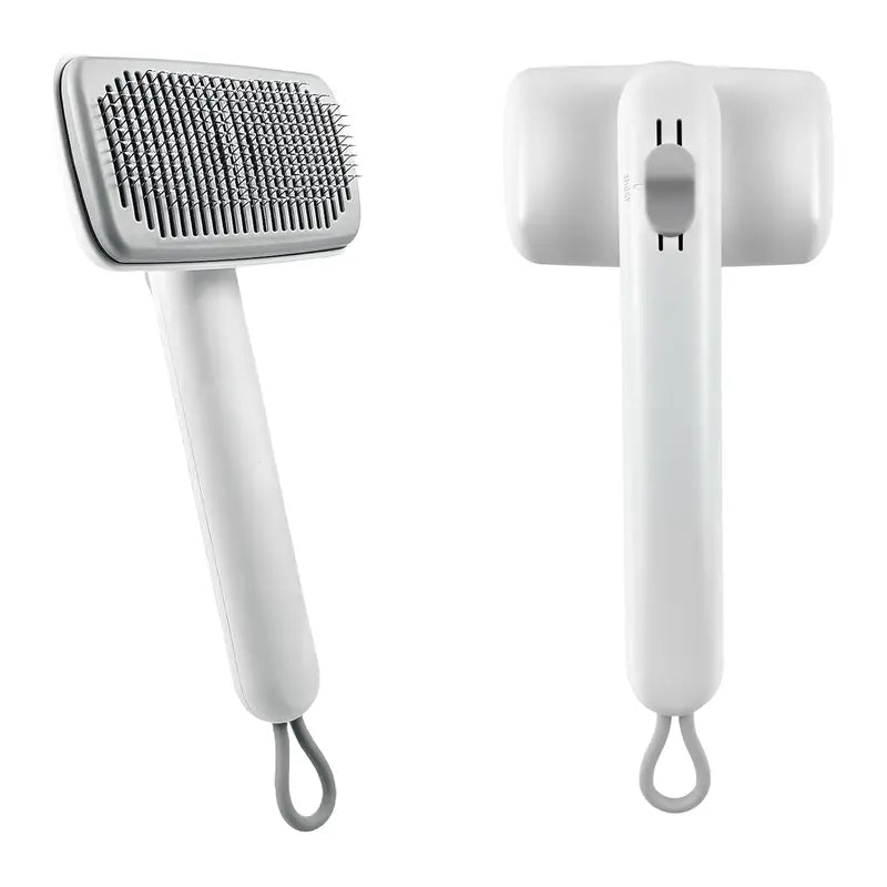 Dog & Cat Self-Cleaning Deshedding Slicker Comb - 1-Click Release Shedding Grooming Brush for Shed Control, Easy Clean, No Hair Picking
