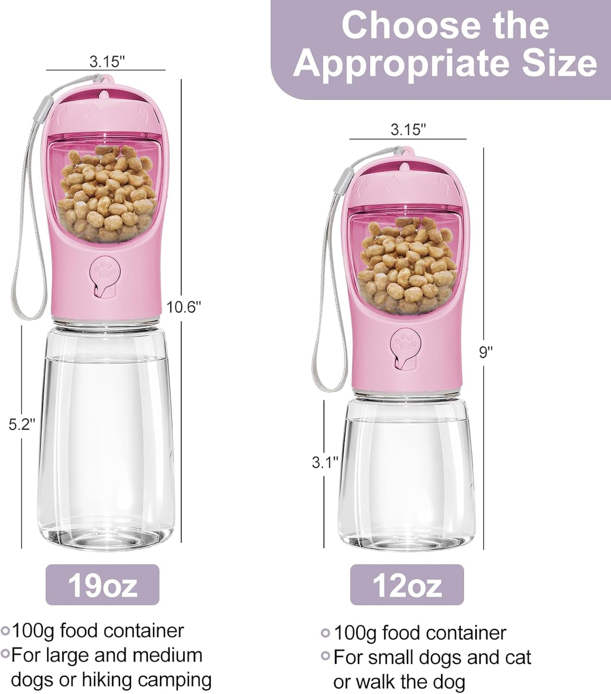 2-in-1 Portable Dog Water Bottle & Bowl with Food Container