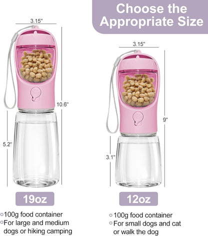 2-in-1 Portable Dog Water Bottle & Bowl with Food Container