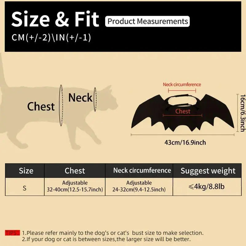 Adjustable Bat-Wing Cat Costume for Kittens and Adult Cats – Soft Stretch Fabric Pet Outfit Ideal for Halloween, Valentine’S Day, Indoor Play, or Outdoor Photo Sessions – Breathable, Comfort-Fit Design with Secure Hook-And-Loop Closure