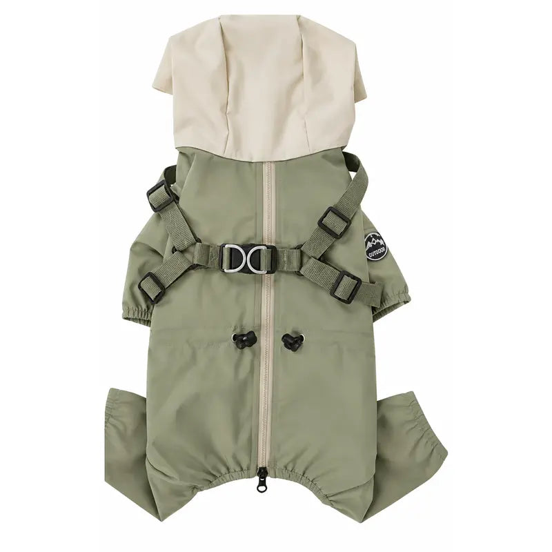 Cuekind Waterproof Fleece-Lined Dog Winter Coat with Built-In Harness, Rainproof Outdoor Cold Weather Walking Clothes for Small-Medium Dogs