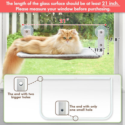 Foldable Cat Window Perch with Metal Frame, S Gray