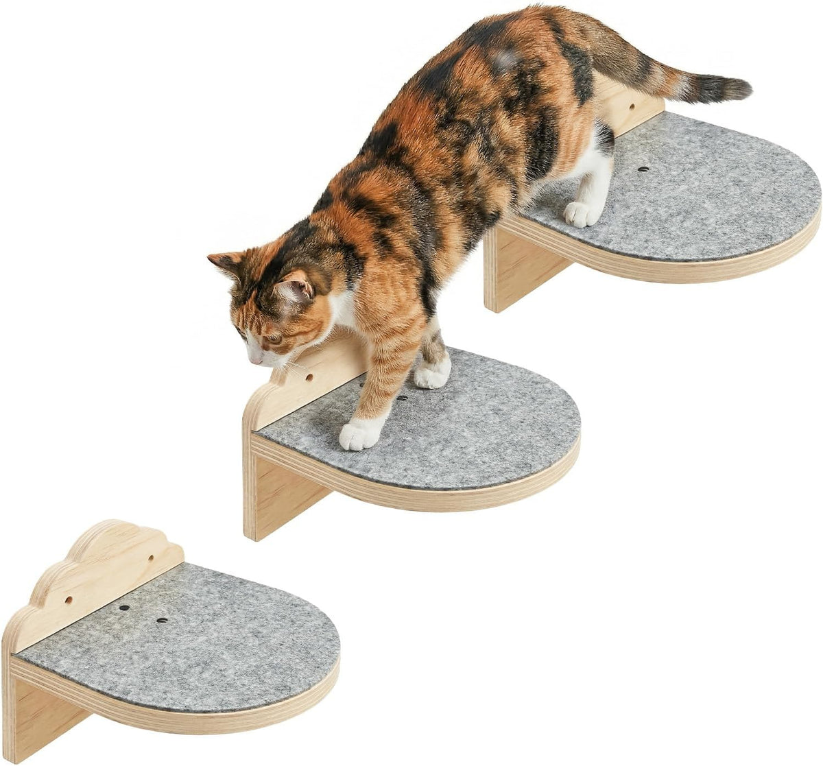 3 Pcs Cat Wall Steps, 7.5-Inch Cat Wall Shelves with Felt Pads