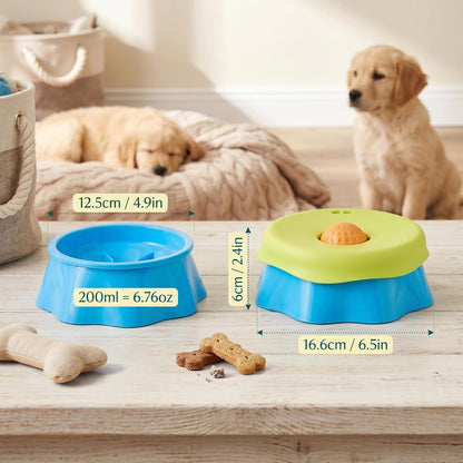 Slow Feeder Dog Bowl with Interactive Rolling Balls