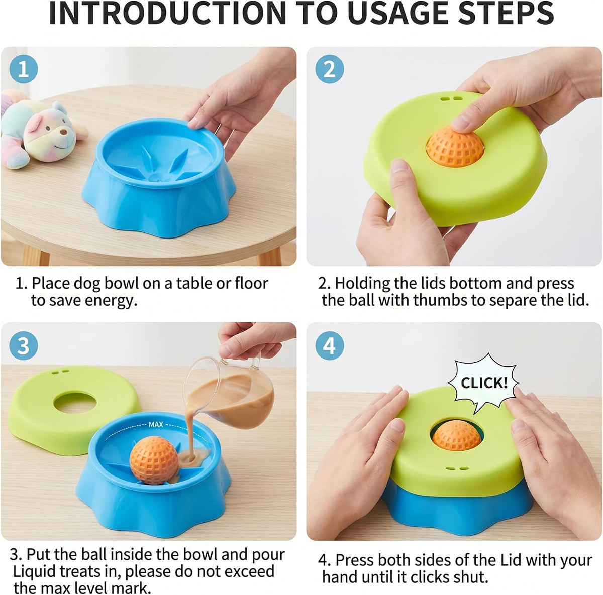 Slow Feeder Dog Bowl with Interactive Rolling Balls