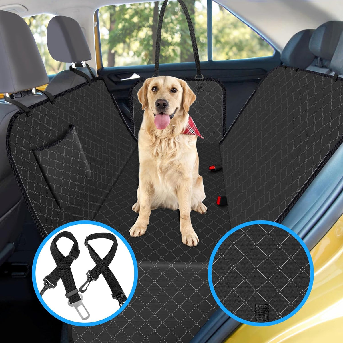 Dog Car Seat Cover for Back Seat with Storage Pocket Seat Covers for Cars